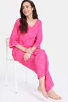 Zivame Floral Vows Woven Pyjama Set - Tea Rose — thumbnail 4
